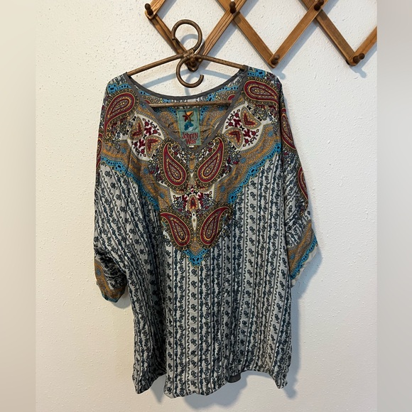 Johnny Was silk tunic blouse paisley print - Picture 2 of 5